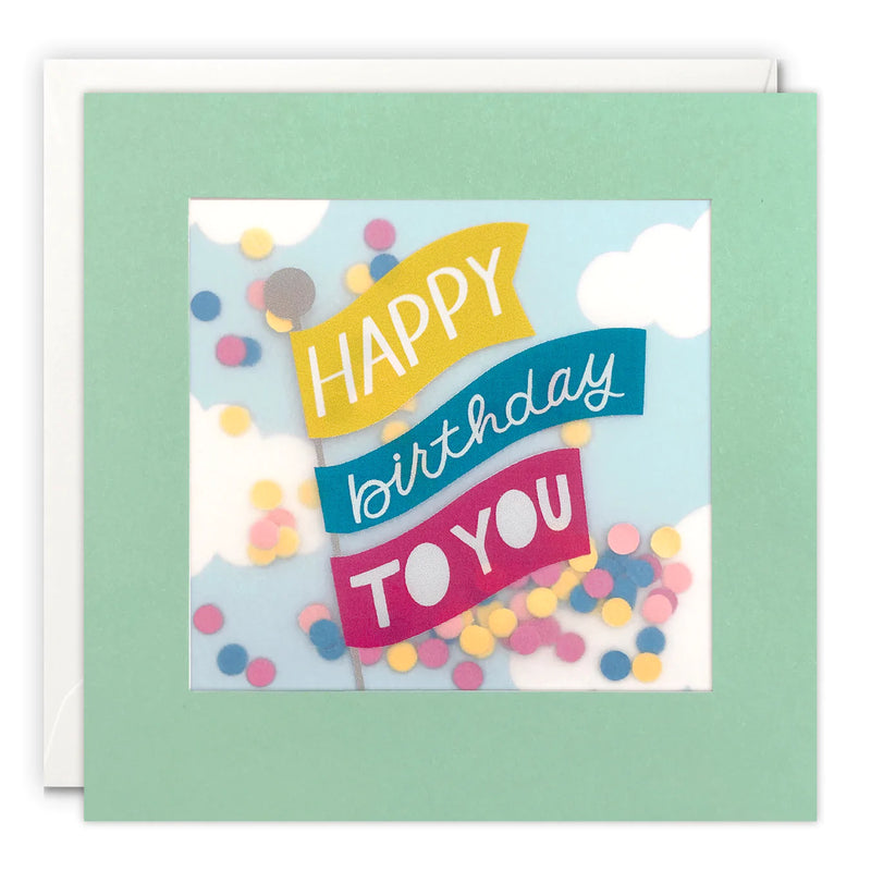 Happy Birthday Flags Card with Paper Confetti