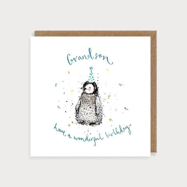 Grandson Penguin Birthday Card