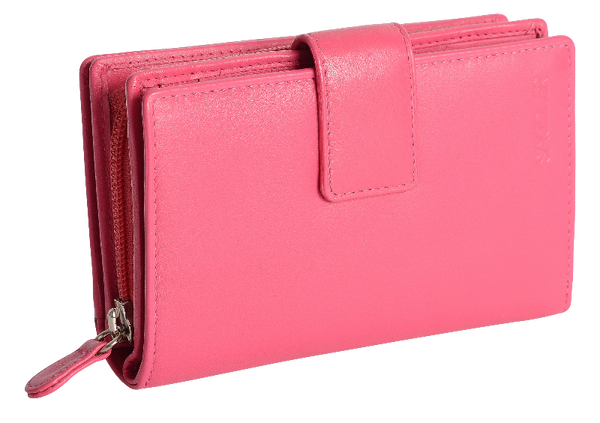 Georgie Leather Bifold Purse Wallet Clutch with Zip Coin Purse