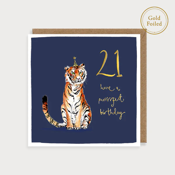 Tiger 21st Birthday - Luxury Gold Foiled Card