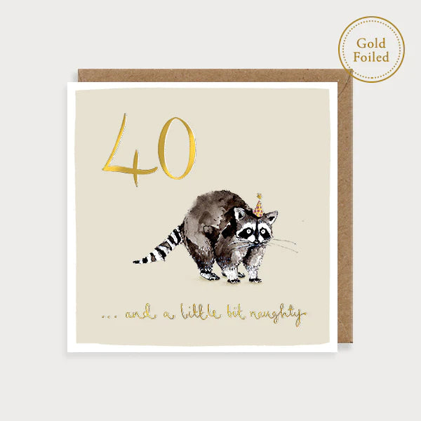 Raccoon 40th Birthday Card