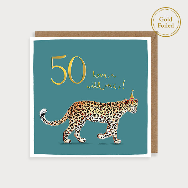 Leopard 50th Birthday Card