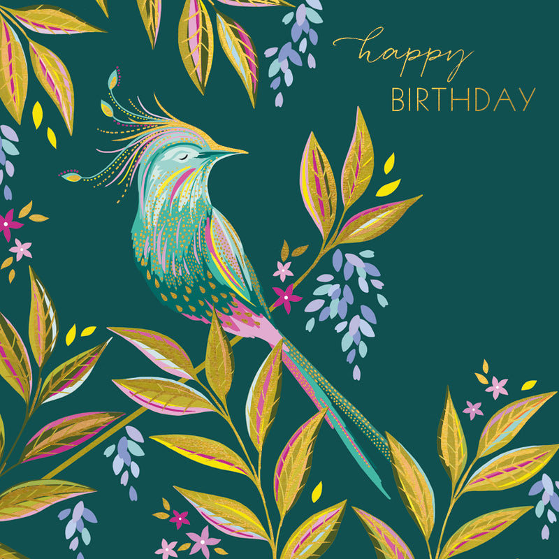 Green Tropical Bird On Branch Card