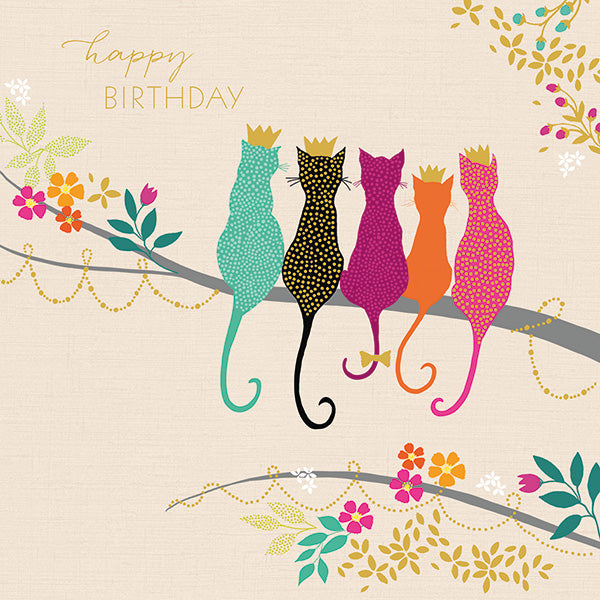 Happy Birthday - Crowned Cats Card