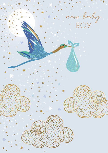New Baby Boy Stork Card