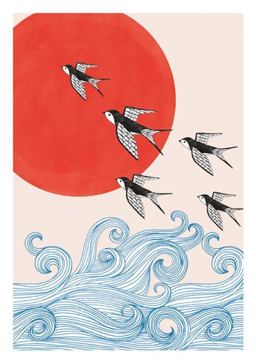 Swallows And Sea Card