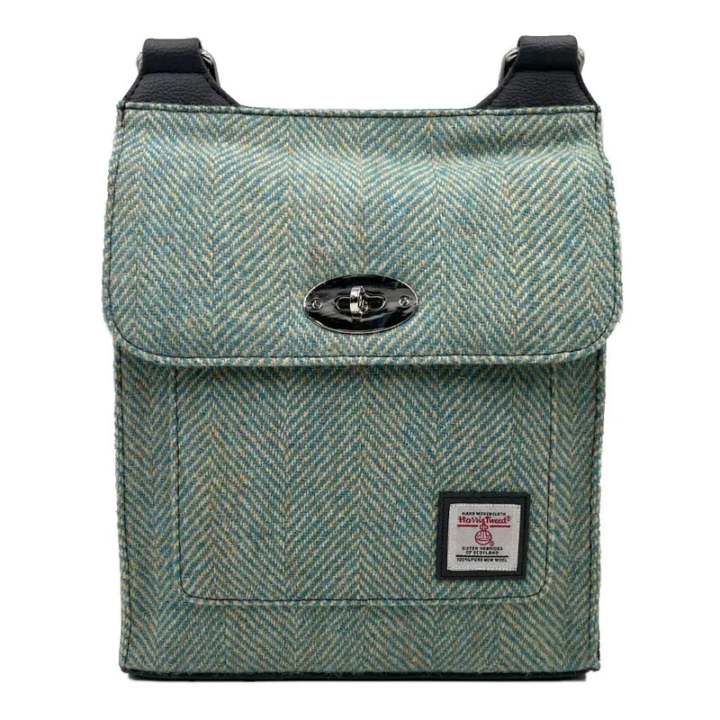 Harris Tweed Satchel Bag - Turquoise Herringbone