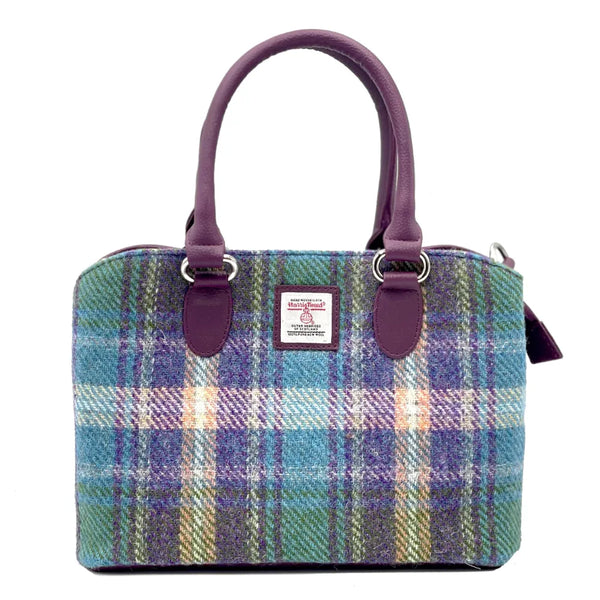 Harris Tweed Top Handle Bag - Green & Purple Plaid