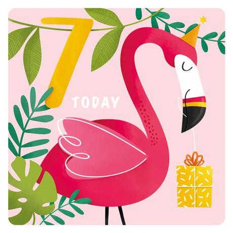 Age 7 Flamingo Birthday Card