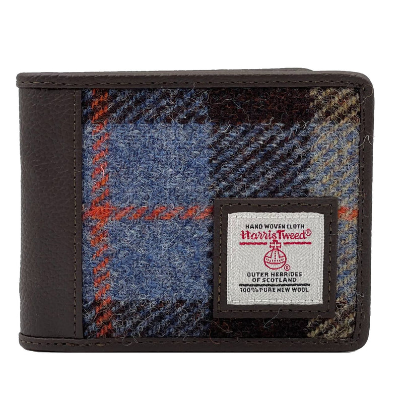 Harris Tweed Bifold Wallet - Blue & Brown Check