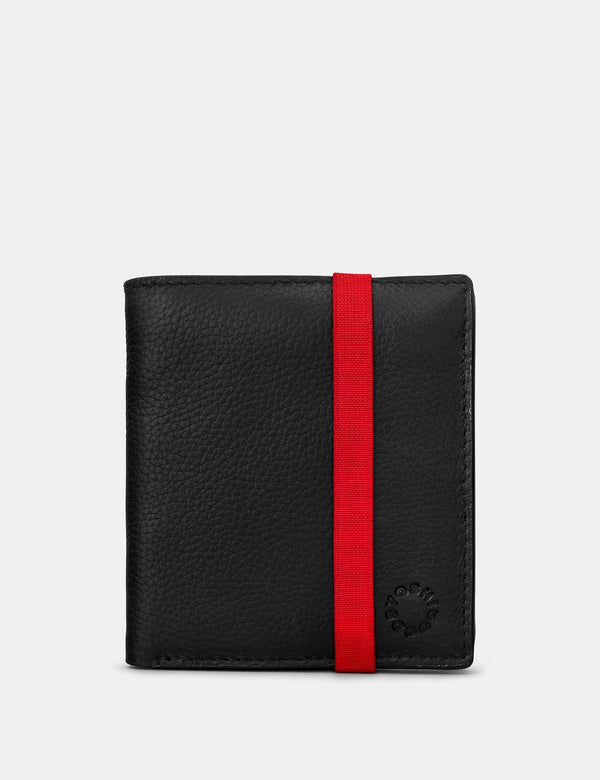 Genuine Black Leather Two Fold Elastic Wallet