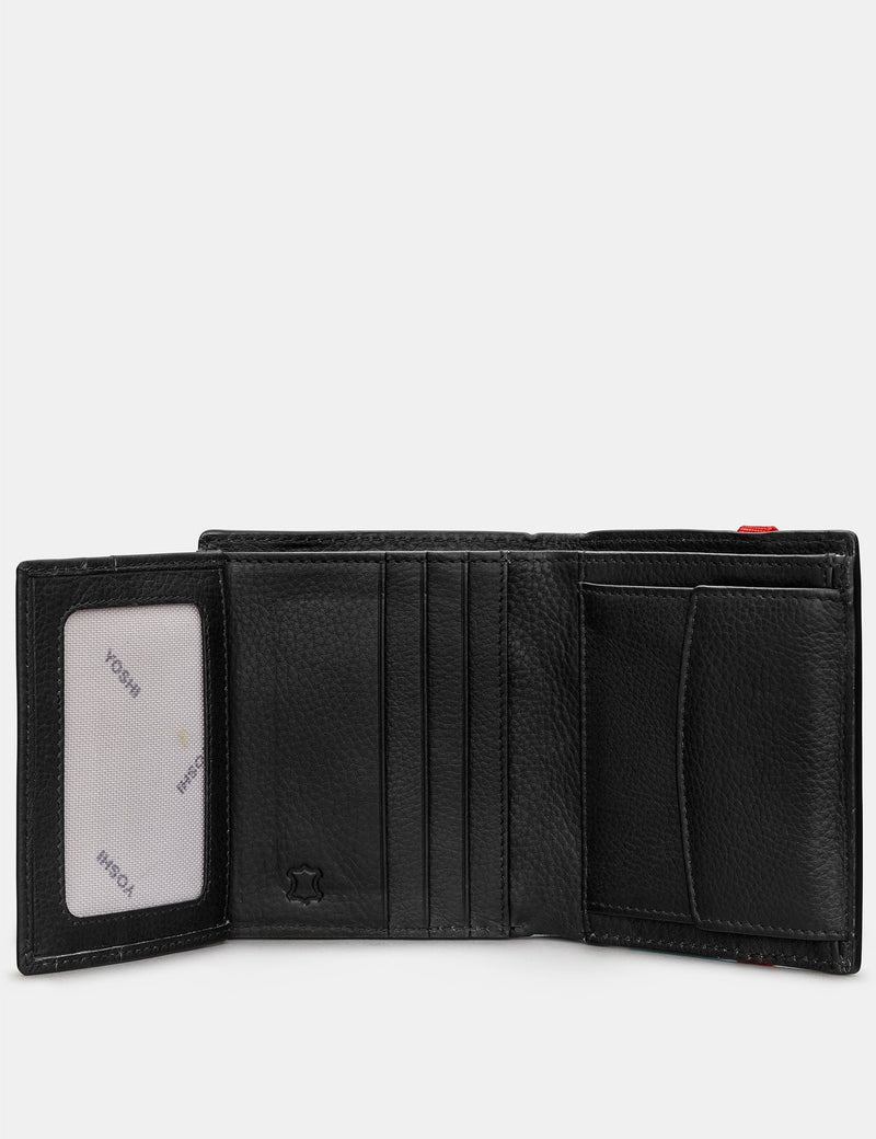 Genuine Black Leather Two Fold Elastic Wallet