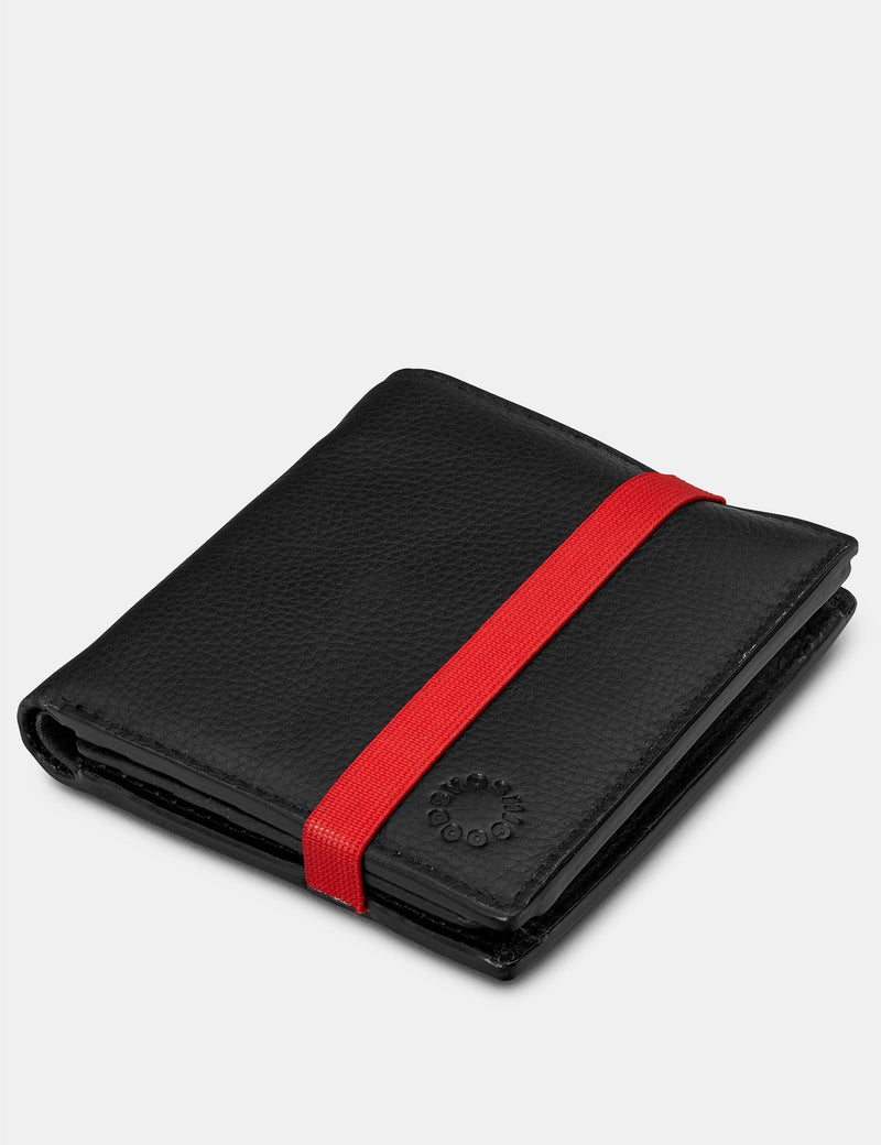 Genuine Black Leather Two Fold Elastic Wallet