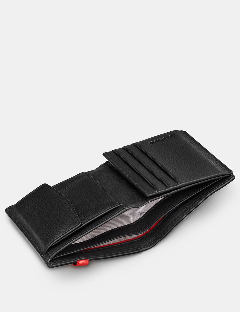Genuine Black Leather Two Fold Elastic Wallet