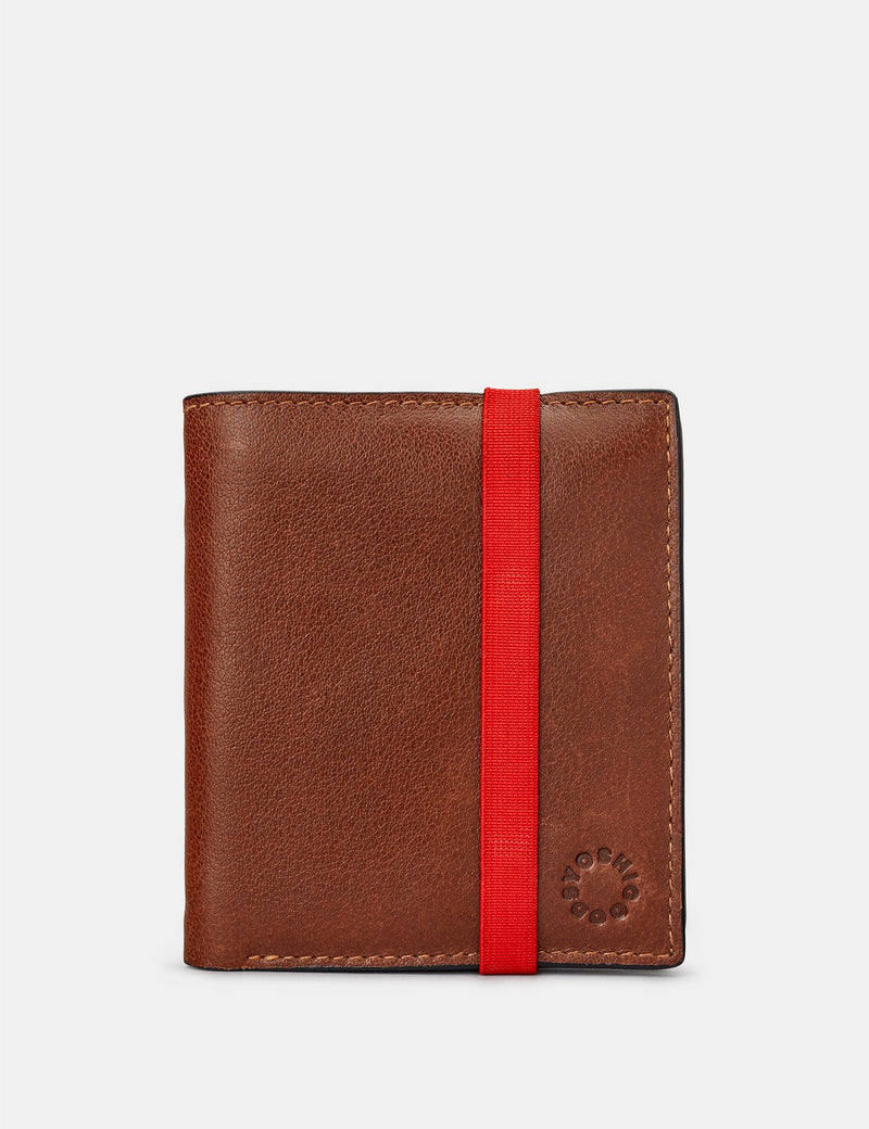Genuine Brown Leather Two Fold Elastic Wallet