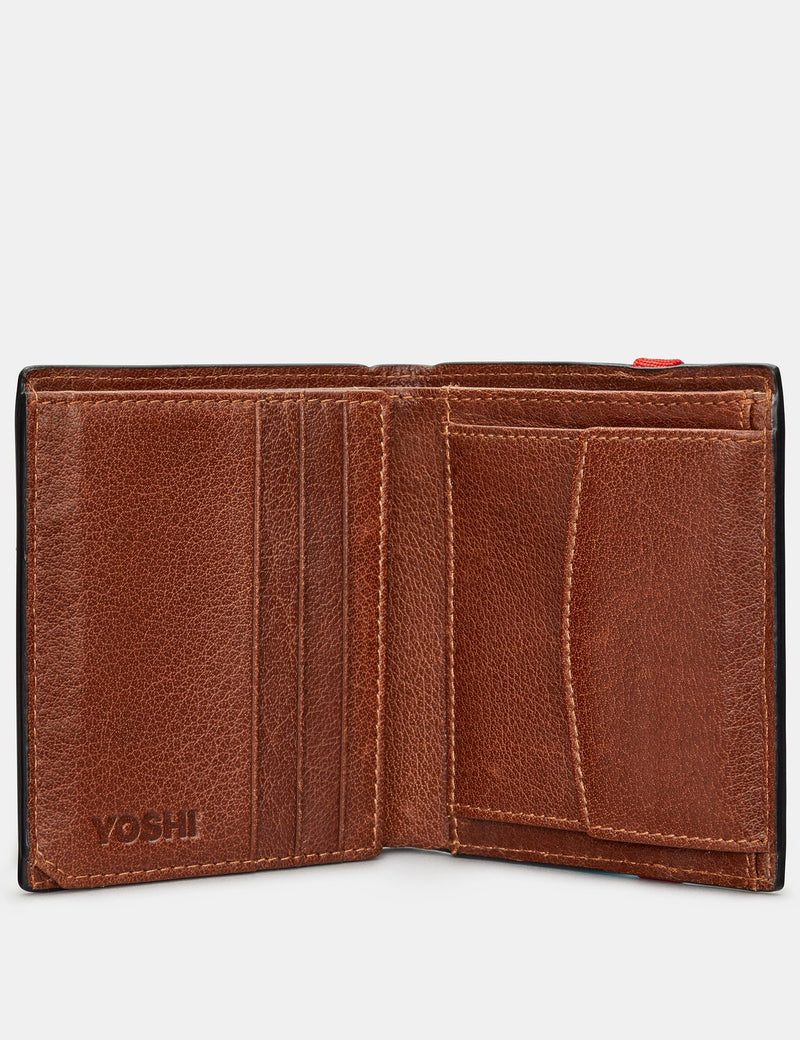 Genuine Brown Leather Two Fold Elastic Wallet