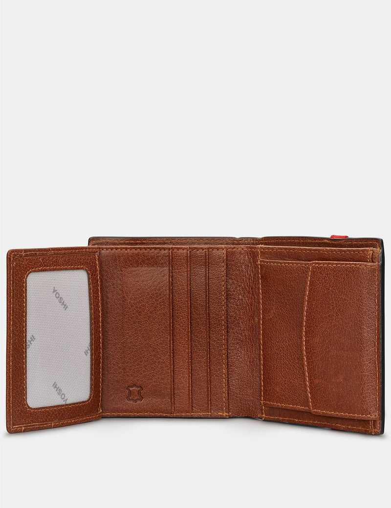Genuine Brown Leather Two Fold Elastic Wallet