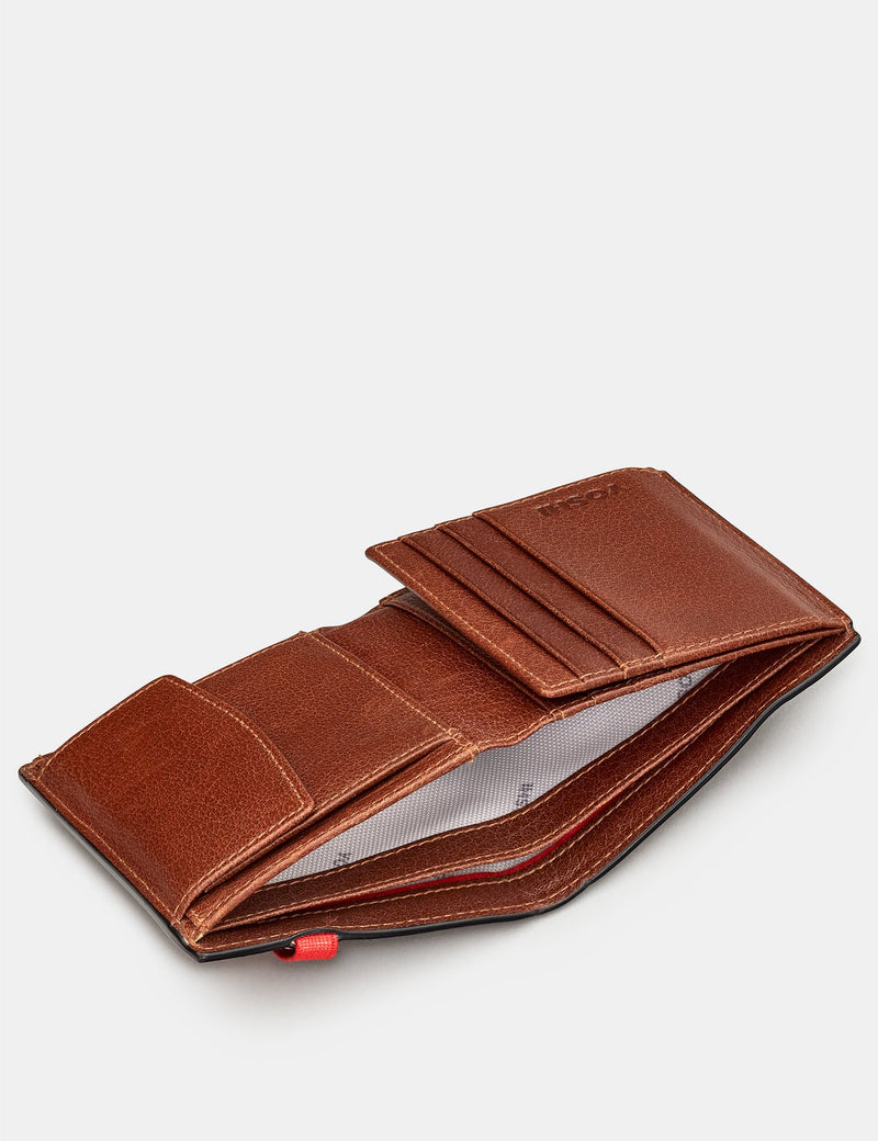 Genuine Brown Leather Two Fold Elastic Wallet