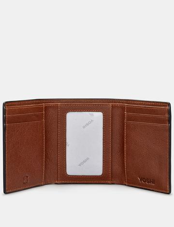 Genuine Brown Leather Three Fold Wallet
