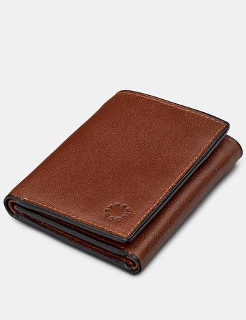 Genuine Brown Leather Three Fold Wallet