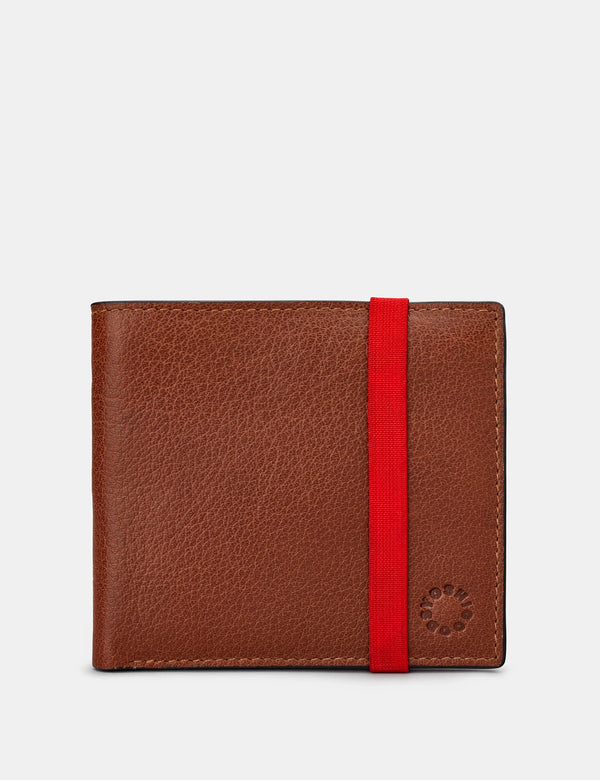 Genuine Brown Leather Two Fold Elastic Wallet
