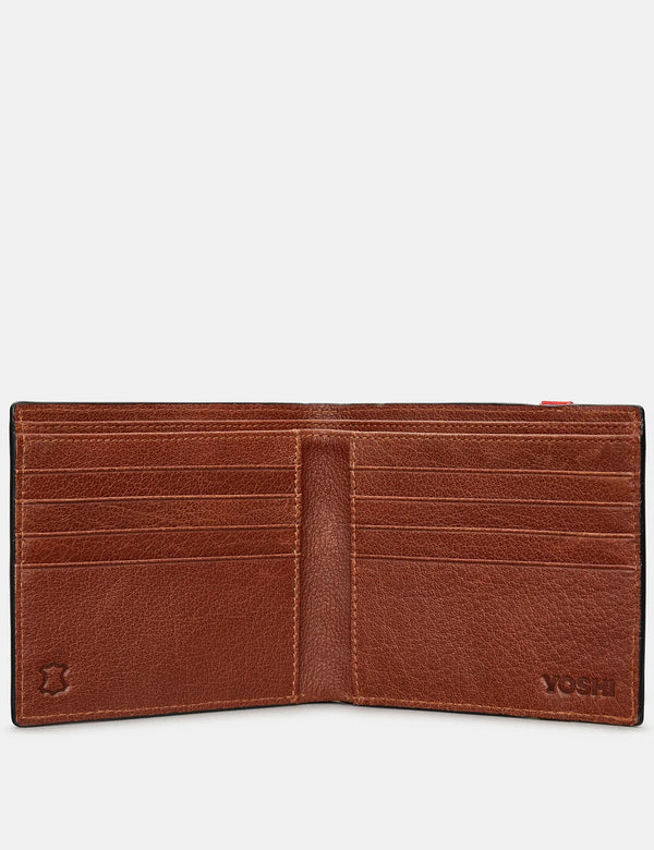 Genuine Brown Leather Two Fold Elastic Wallet
