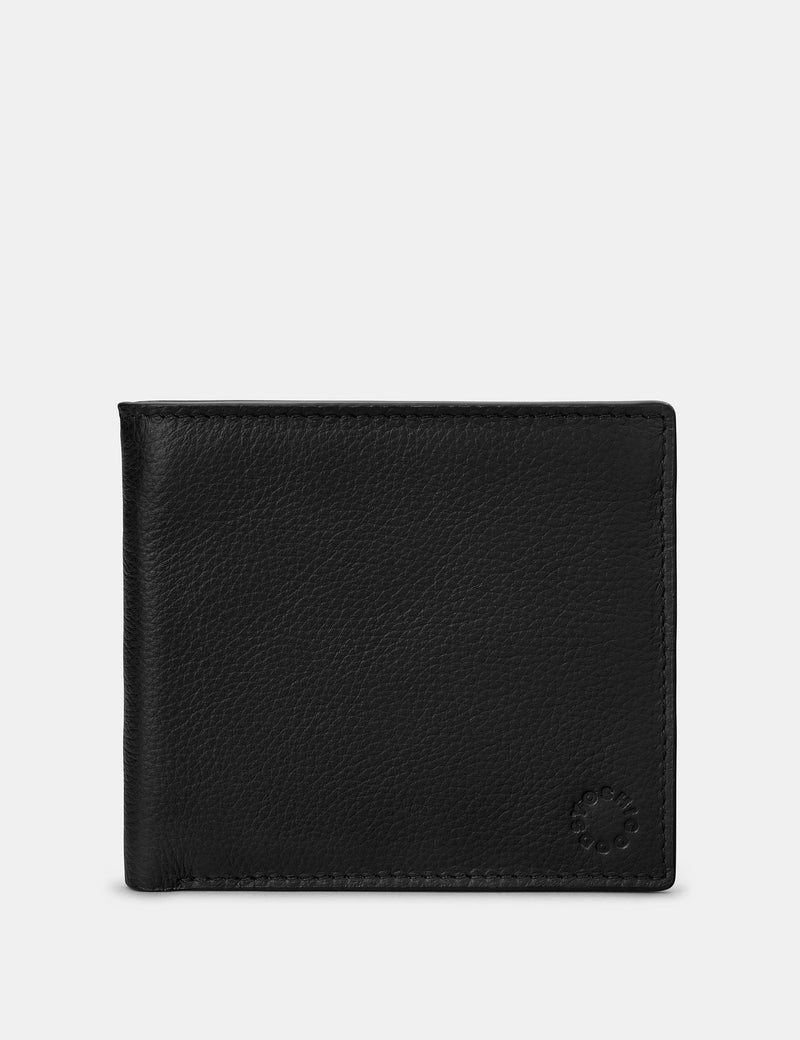 Black Two Fold East West Leather Wallet