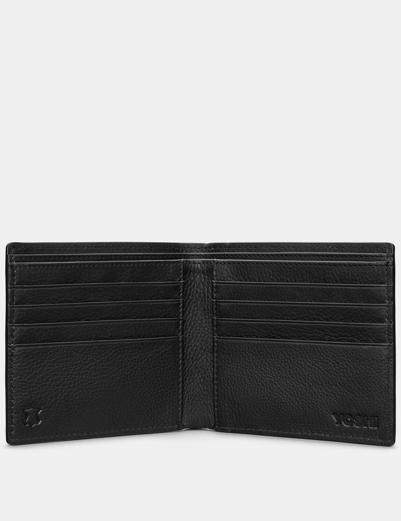 Black Two Fold East West Leather Wallet