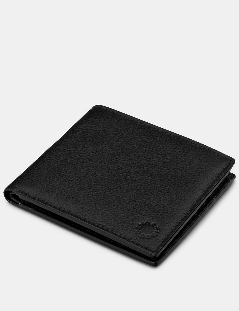 Black Two Fold East West Leather Wallet