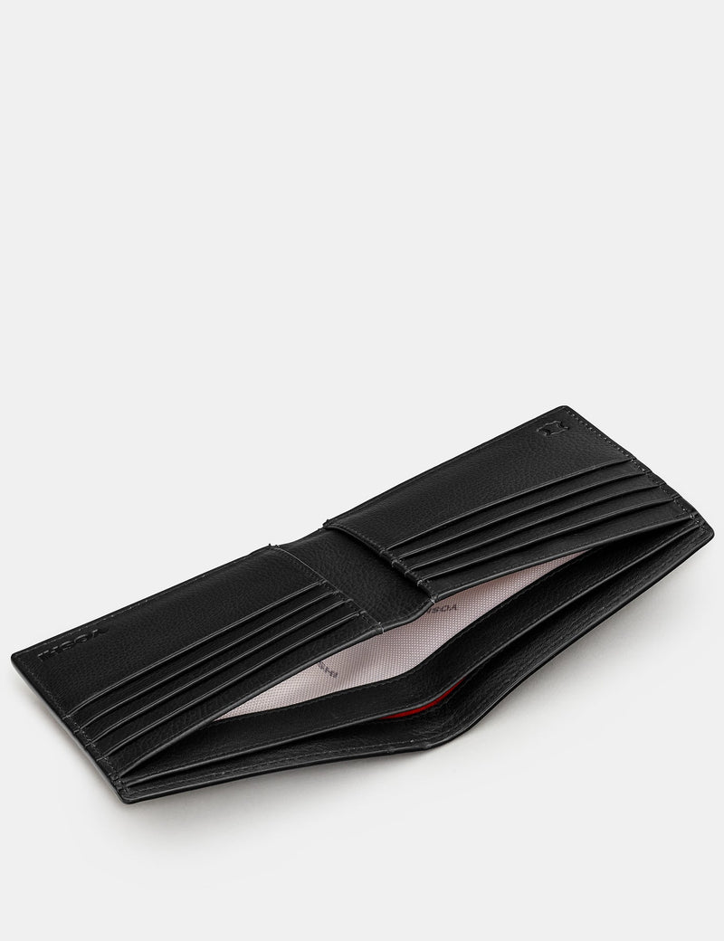 Black Two Fold East West Leather Wallet