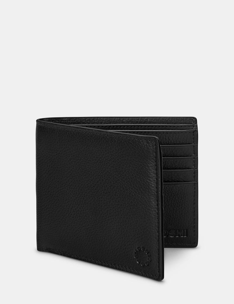 Black Two Fold East West Leather Wallet