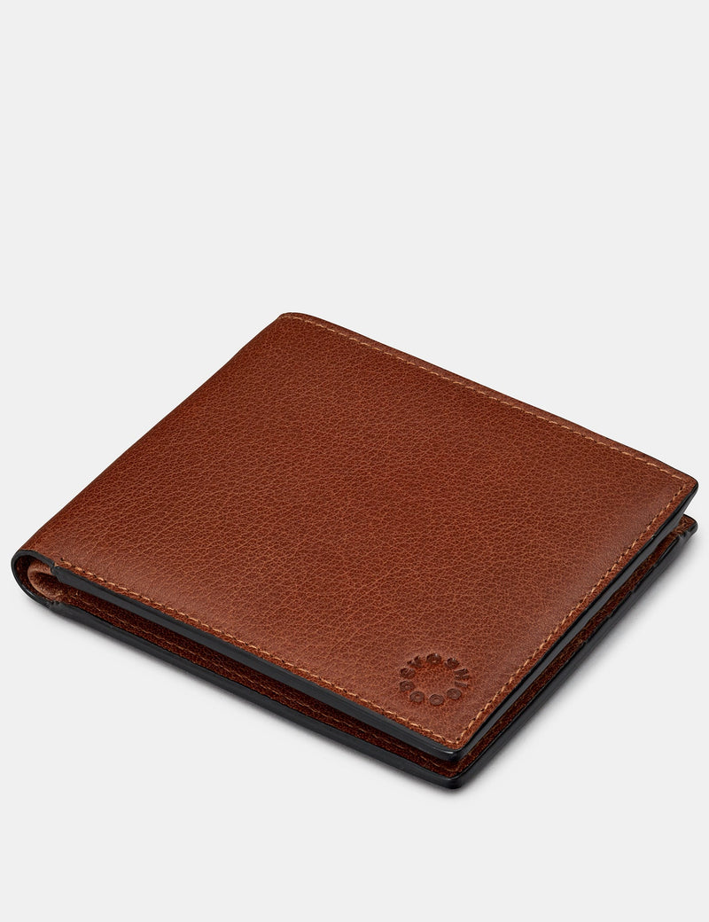 Brown Two Fold East West Leather Wallet