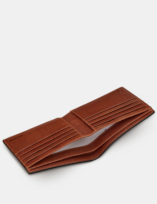 Brown Two Fold East West Leather Wallet