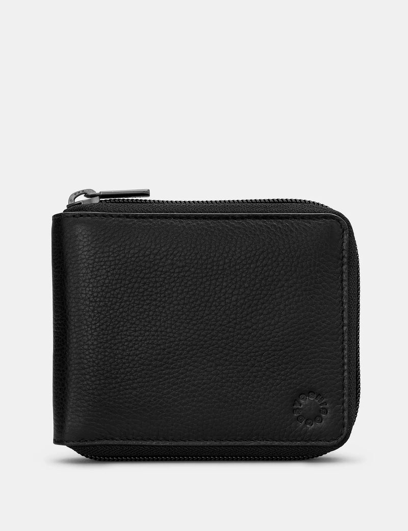 Genuine Black Zip Around Leather Wallet