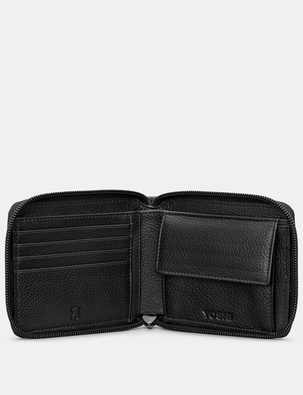 Genuine Black Zip Around Leather Wallet