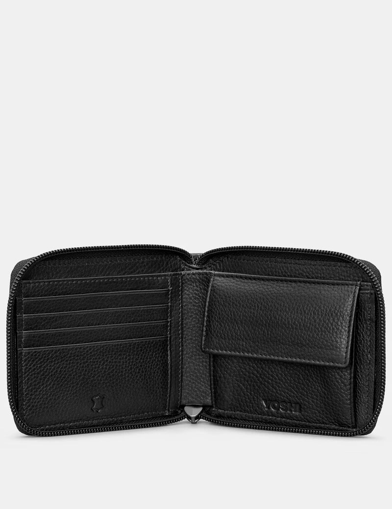 Genuine Black Zip Around Leather Wallet