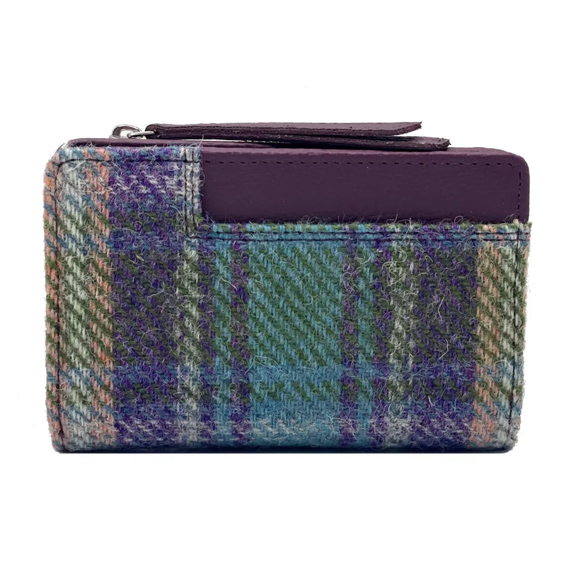 Harris Tweed Zip Purse - Green & Purple Plaid