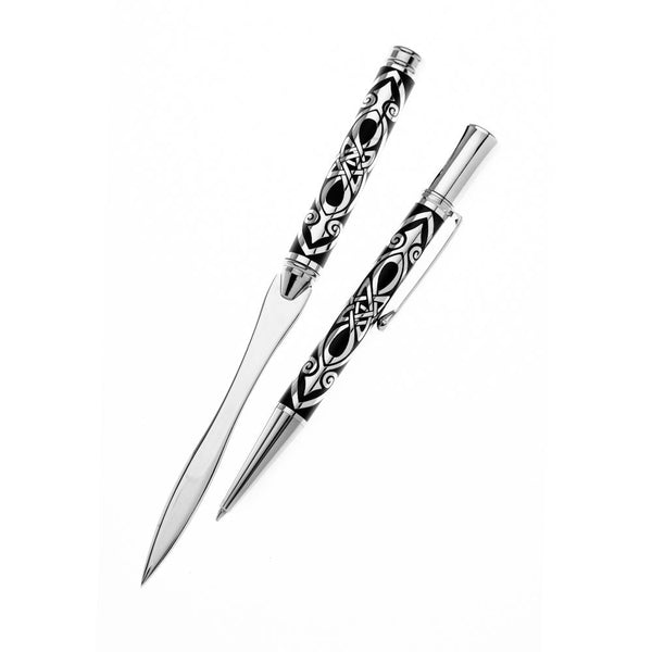 Celtic Spear Etched Ballpoint Pen & Letter Opener Set