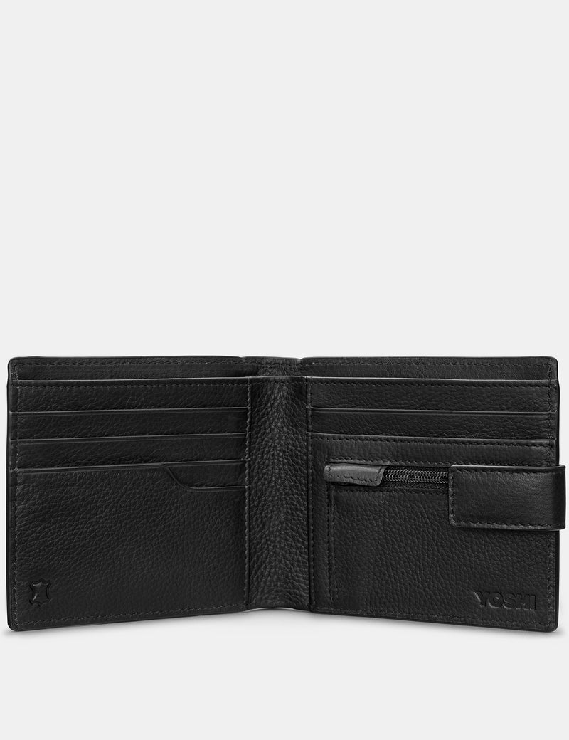 Black Two Fold Leather Swing Wallet