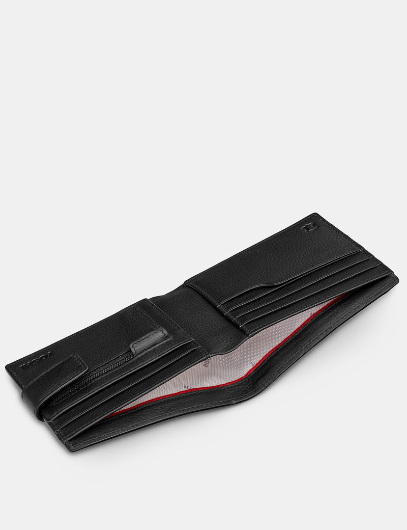 Black Two Fold Leather Swing Wallet