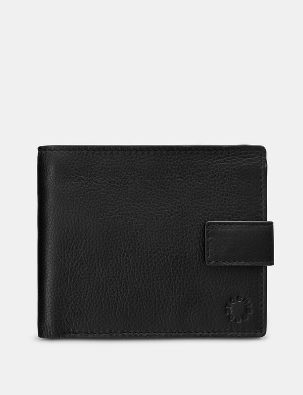 Black Two Fold Leather Swing Wallet