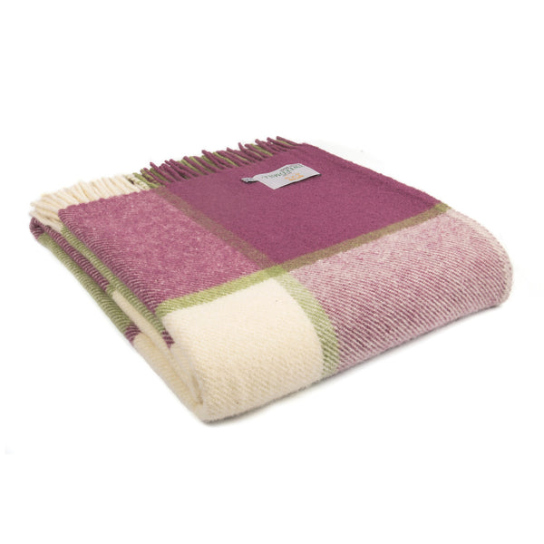 Block Check Raspberry Wool Throw