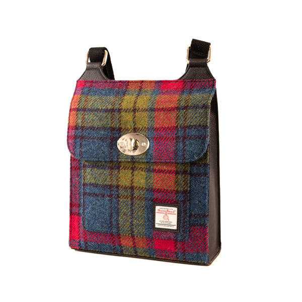 Harris Tweed Satchel Bag - Blue & Pink Check