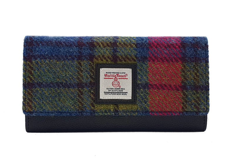 Harris Tweed Ladies Envelope Purse - Blue & Pink Check