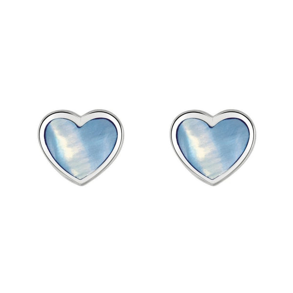 Dinky Blue Mother Of Pearl Heart Stud Earrings