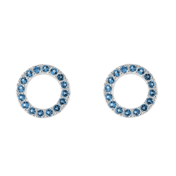 Open Circle Blue CZ Stud Earrings