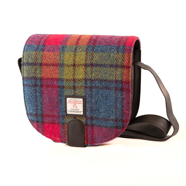 Harris Tweed Cross Body Bag- Blue & Pink Check