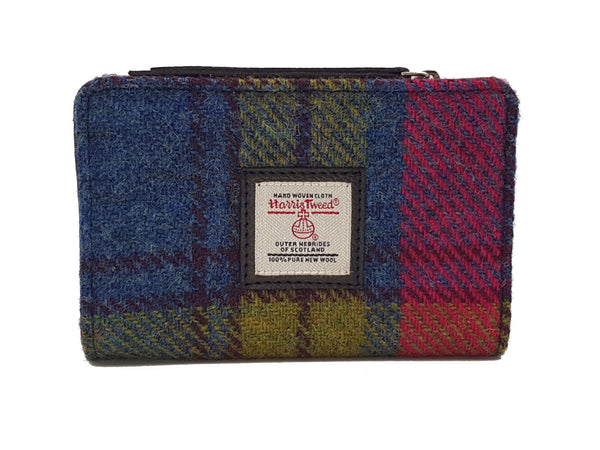 Harris Tweed Zip Purse - Blue & Pink Check