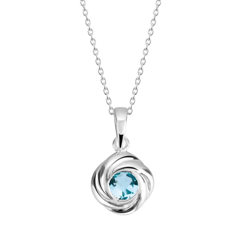 Silver Swirl Blue Topaz Pendant