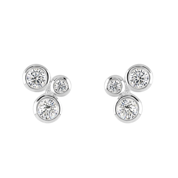 Scattered Round Cubic Zirconia Stud Earrings